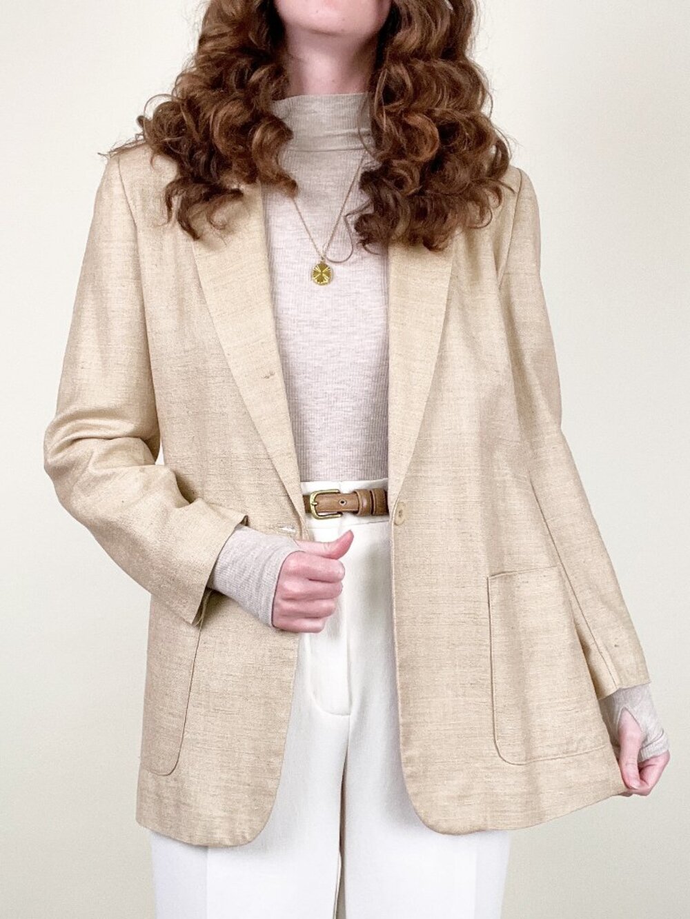 Vintage 90s 100% Silk Oversized Blazer Jacket Coat Long Minimalist Quiet Luxury